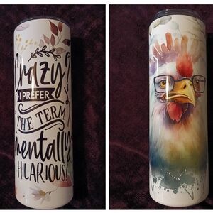 Colorful Rooster Tumbler with Fun Quote